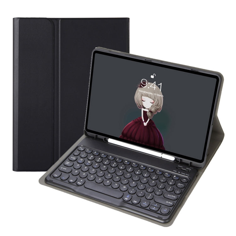 YA610B Detachable Lambskin Texture Round Keycap Bluetooth Keyboard Leather Tablet Case with Pen Slot & Stand For Samsung Galaxy Tab S6 Lite 10.4 P610 & P615 (2020)(Black) - Samsung Keyboard by PMC TechLife | Online Shopping South Africa | PMC TechLife