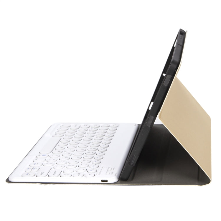 YA610B Detachable Lambskin Texture Round Keycap Bluetooth Keyboard Leather Tablet Case with Pen Slot & Stand For Samsung Galaxy Tab S6 Lite 10.4 P610 & P615 (2020)(Gold) - Samsung Keyboard by PMC TechLife | Online Shopping South Africa | PMC TechLife