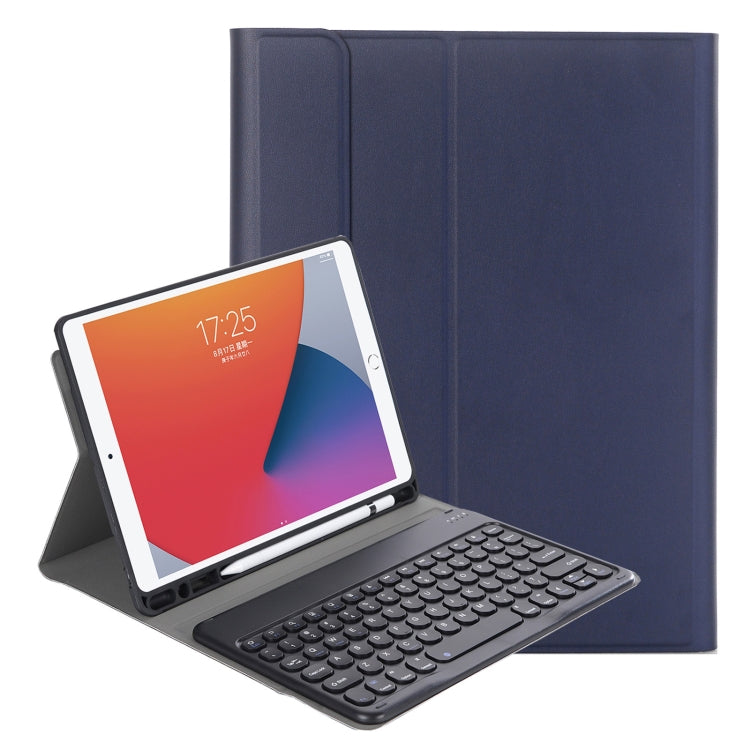 YA870B Detachable Lambskin Texture Round Keycap Bluetooth Keyboard Leather Tablet Case with Pen Slot & Stand For Samsung Galaxy Tab S7 T870 / T875 11 inch 2020(Dark Blue) - Samsung Keyboard by PMC TechLife | Online Shopping South Africa | PMC TechLife