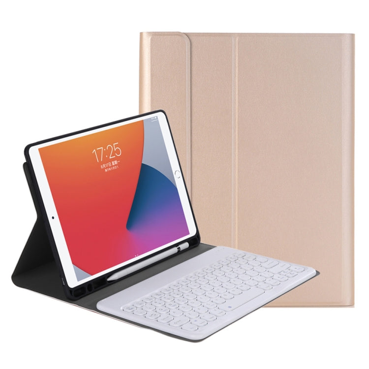 YA870B Detachable Lambskin Texture Round Keycap Bluetooth Keyboard Leather Tablet Case with Pen Slot & Stand For Samsung Galaxy Tab S7 T870 / T875 11 inch 2020(Gold) - Samsung Keyboard by PMC TechLife | Online Shopping South Africa | PMC TechLife