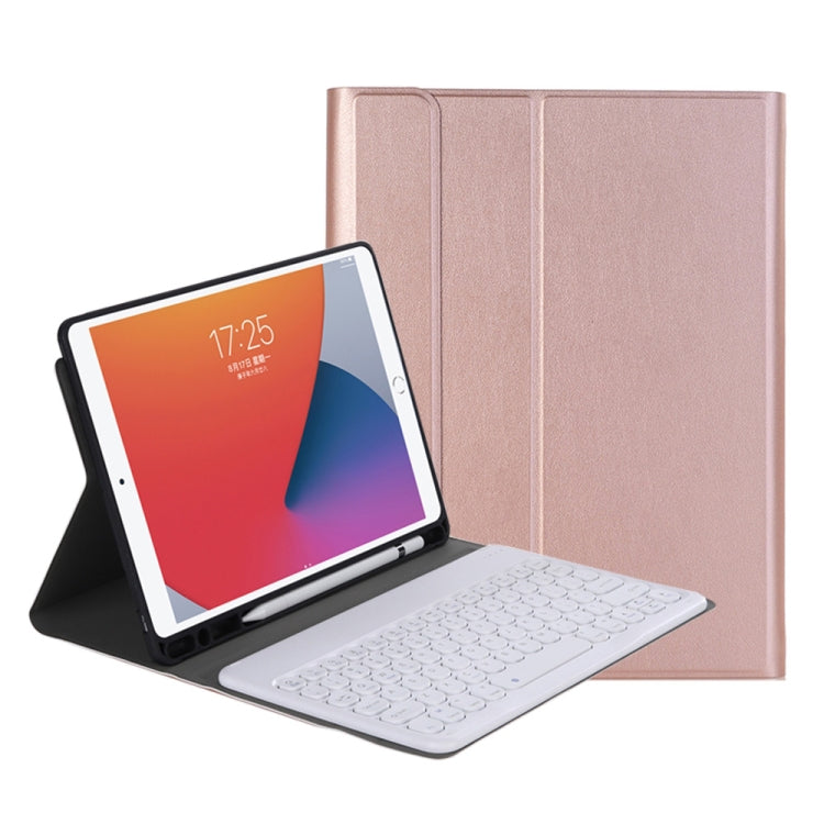 YA870B Detachable Lambskin Texture Round Keycap Bluetooth Keyboard Leather Tablet Case with Pen Slot & Stand For Samsung Galaxy Tab S7 T870 / T875 11 inch 2020(Rose Gold) - Samsung Keyboard by PMC TechLife | Online Shopping South Africa | PMC TechLife