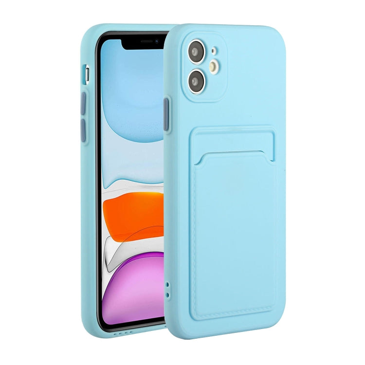 For iPhone 12 mini Card Slot Design Shockproof TPU Protective Case (Sky Blue) - iPhone 12 mini Cases by PMC TechLife | Online Shopping South Africa | PMC TechLife