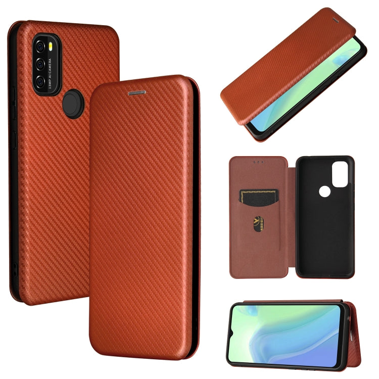 For Blackview A70 (2021) Carbon Fiber Texture Horizontal Flip TPU + PC + PU Leather Case with Card Slot(Brown) - More Brand by PMC TechLife | Online Shopping South Africa | PMC TechLife