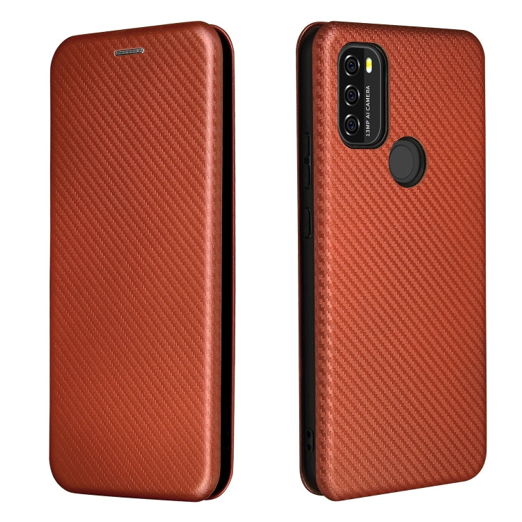 For Blackview A70 (2021) Carbon Fiber Texture Horizontal Flip TPU + PC + PU Leather Case with Card Slot(Brown) - More Brand by PMC TechLife | Online Shopping South Africa | PMC TechLife