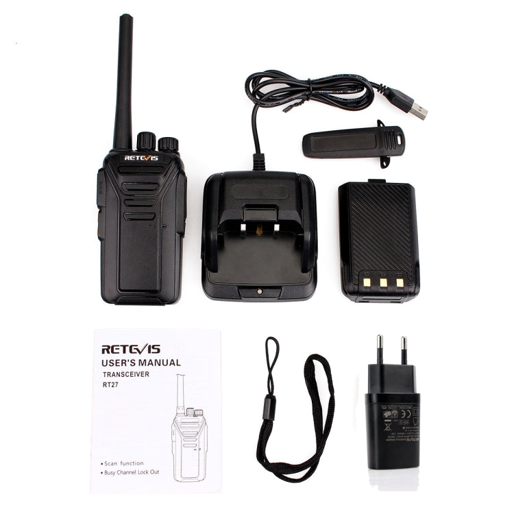 RETEVIS RT27 0.5W EU Frequency 446MHz 16CHS FRS Two Way Radio Handheld Walkie Talkie, EU Plug(Black) - free shipping - PMC TechLife - Order now!