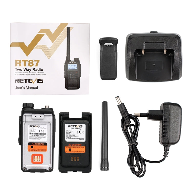 RETEVIS RT87 136-174MHz + 400-480MHz 128CHS Waterproof Dual Band DTMF Two Way Radio Handheld Walkie Talkie, EU Plug - free shipping - PMC Jewellery - Order now!