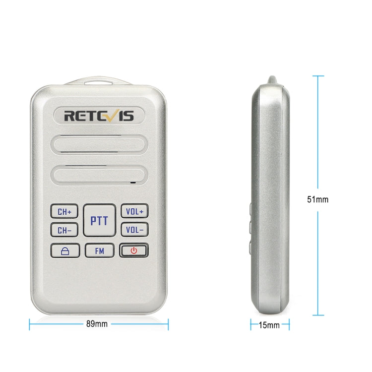 RETEVIS RT20 2W 400-470MHz 16CHS Mini FM Radio Two Way Radio Walkie Talkie, US Plug(Silver) - free shipping - PMC Jewellery - Order now!
