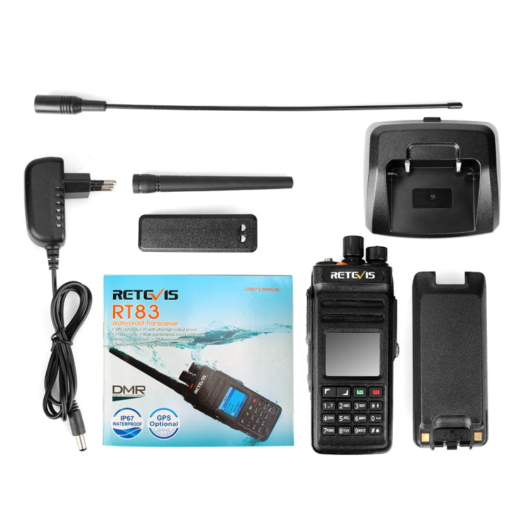 RETEVIS RT83 10W 400-470MHz 1024CHS Waterproof DMR Digital Dual Time Two Way Radio Walkie Talkie(Black) - free shipping - PMC Jewellery - Order now!