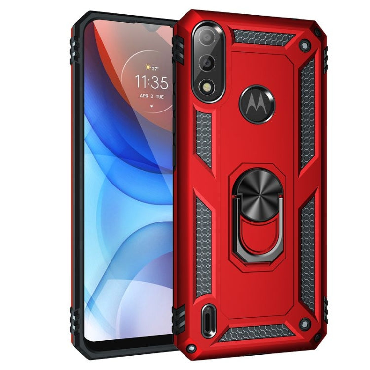 For Motorola Moto E7 Power (2021) Shockproof TPU + PC Protective Case with 360 Degree Rotating Holder(Red) - Motorola Cases by PMC TechLife | Online Shopping South Africa | PMC TechLife | Buy Now Pay Later Mobicred