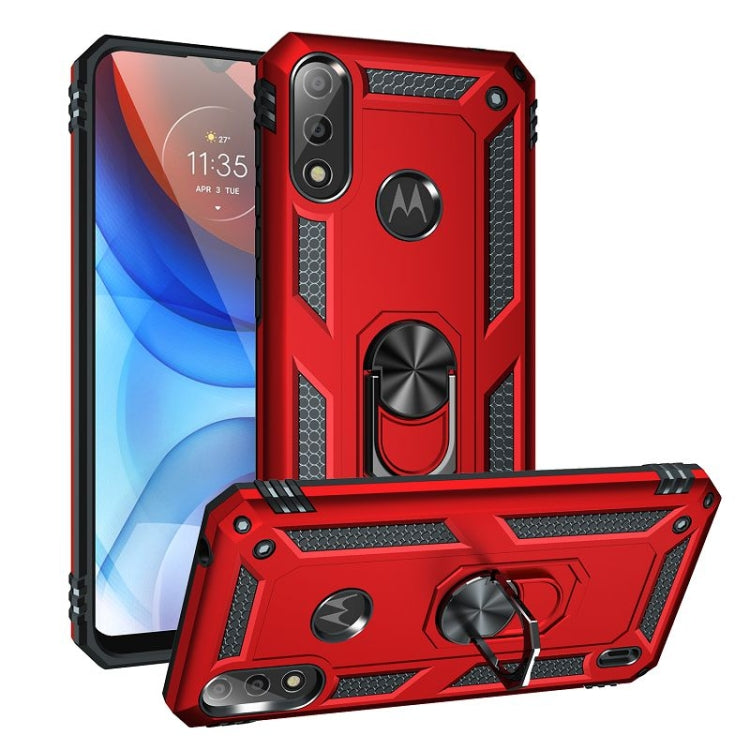 For Motorola Moto E7 Power (2021) Shockproof TPU + PC Protective Case with 360 Degree Rotating Holder(Red) - Motorola Cases by PMC TechLife | Online Shopping South Africa | PMC TechLife | Buy Now Pay Later Mobicred