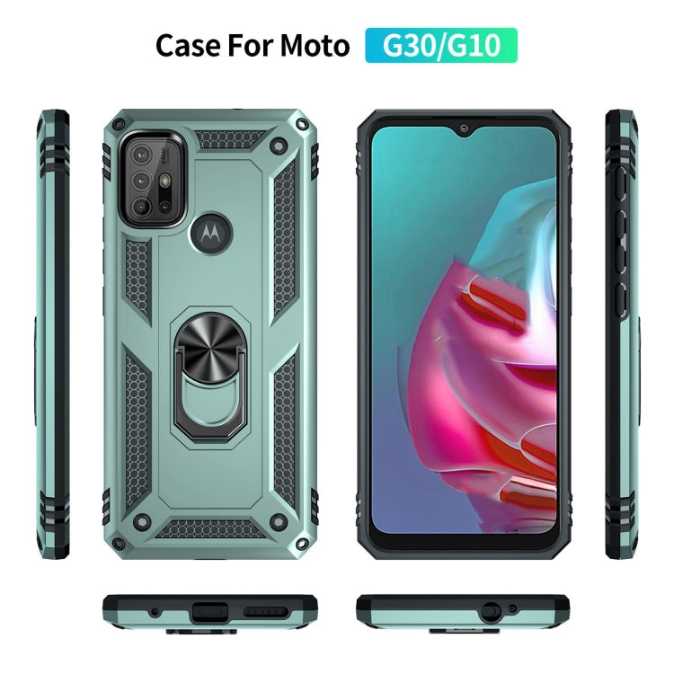 For Motorola Moto G10 / G30 Shockproof TPU + PC Protective Case with 360 Degree Rotating Holder(Green) - Motorola Cases by PMC TechLife | Online Shopping South Africa | PMC TechLife | Buy Now Pay Later Mobicred