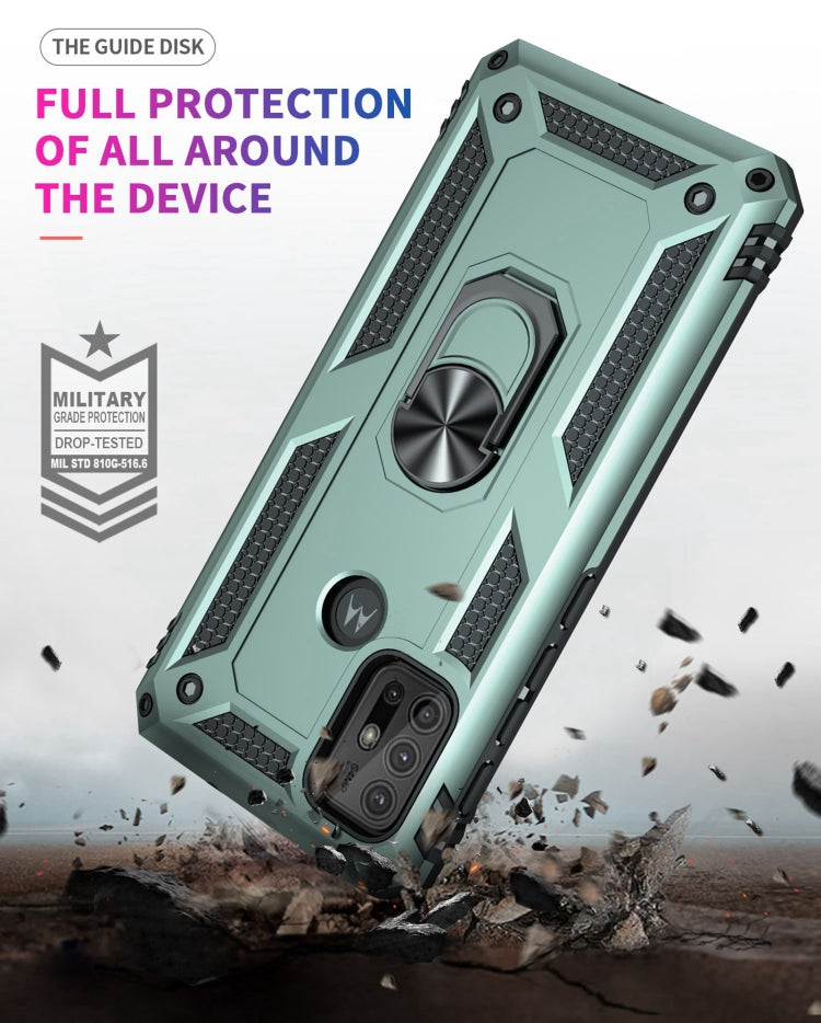 For Motorola Moto G10 / G30 Shockproof TPU + PC Protective Case with 360 Degree Rotating Holder(Green) - Motorola Cases by PMC TechLife | Online Shopping South Africa | PMC TechLife | Buy Now Pay Later Mobicred