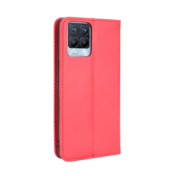 For OPPO Realme 8 4G / Realme 8 Pro 4G Magnetic Buckle Retro Crazy Horse Texture Horizontal Flip Leather Case with Holder & Card Slots & Photo Frame(Red) - Realme Cases by PMC TechLife | Online Shopping South Africa | PMC TechLife | Buy Now Pay Later Mobicred