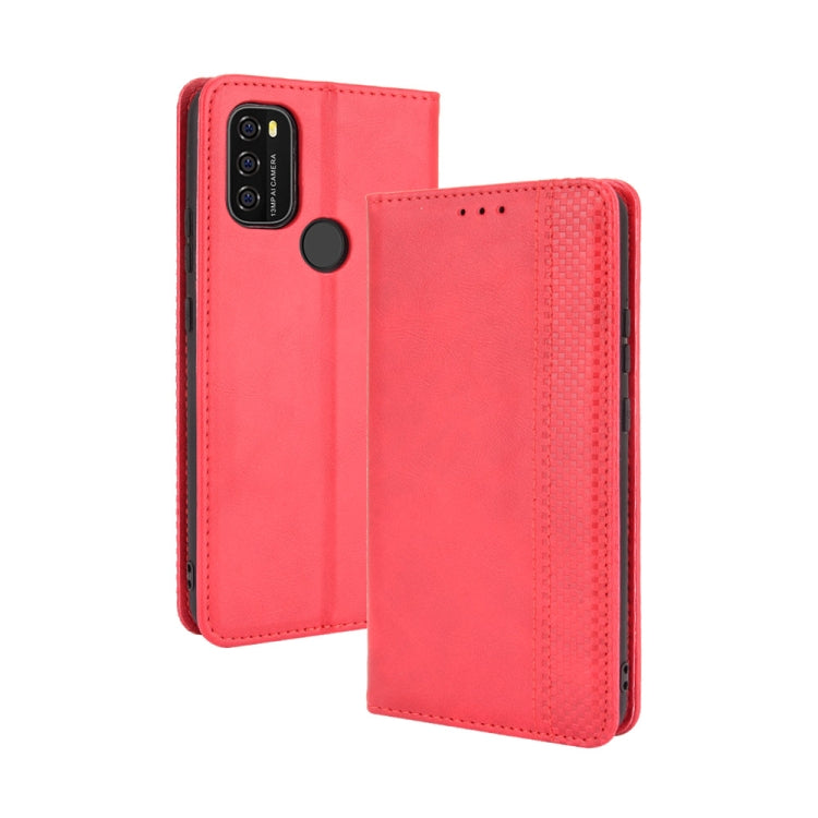For Blackview A70 (2021) Magnetic Buckle Retro Crazy Horse Texture Horizontal Flip Leather Case with Holder & Card Slots & Photo Frame(Red) - More Brand by PMC TechLife | Online Shopping South Africa | PMC TechLife | Buy Now Pay Later Mobicred