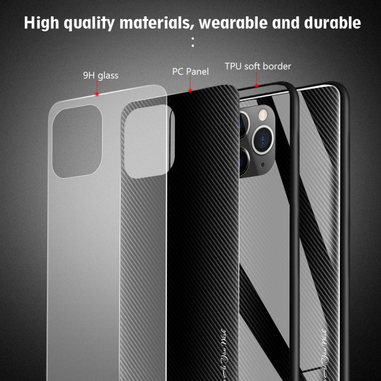 For iPhone 11 Pro Max Carbon Fiber Texture Gradient Color Glass Case(White) - iPhone 11 Pro Max Cases by PMC TechLife | Online Shopping South Africa | PMC TechLife | Buy Now Pay Later Mobicred
