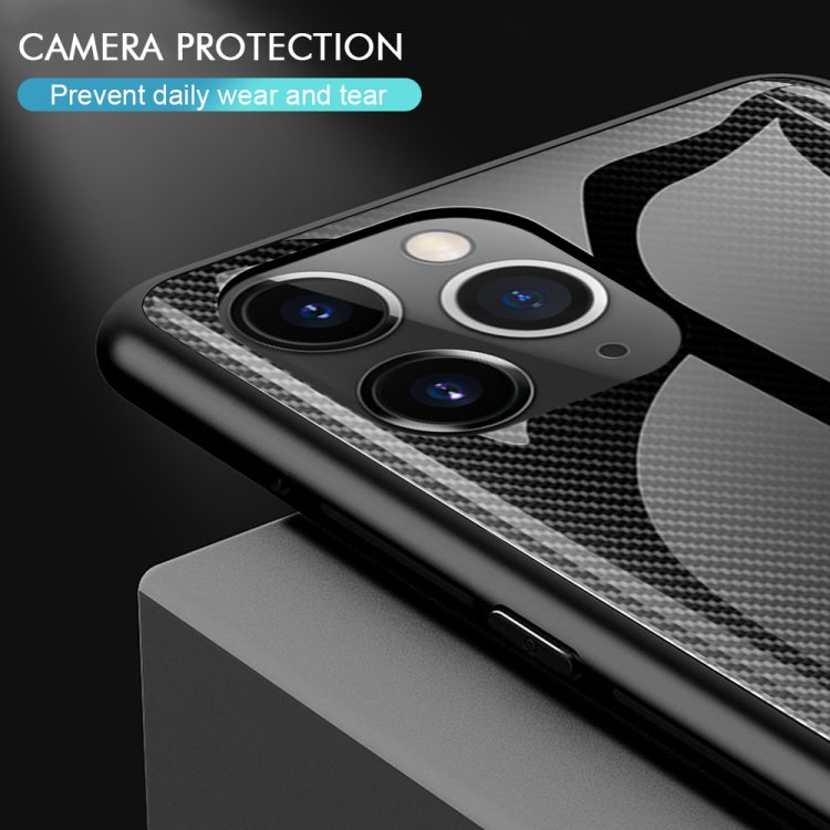 For iPhone 11 Pro Max Carbon Fiber Texture Gradient Color Glass Case(White) - iPhone 11 Pro Max Cases by PMC TechLife | Online Shopping South Africa | PMC TechLife | Buy Now Pay Later Mobicred