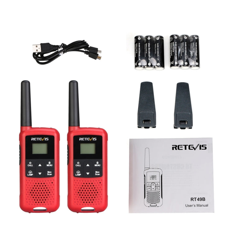 1 Pair RETEVIS RT49B 0.5W US Frequency 462.5500-467.7125MHz 22CHS FRS Two Way Radio Handheld Walkie Talkie, US Plug(Red) - free shipping - PMC Jewellery - Order now!