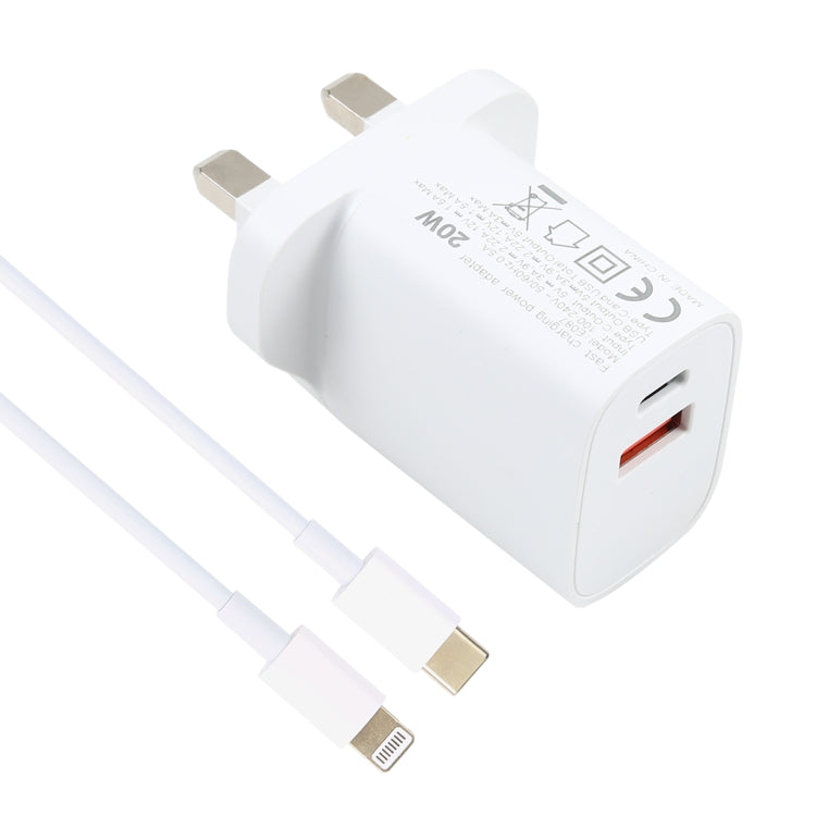 E087 20W USB-C / Type-C + USB Ports Charger with 100W Type-C to 8 Pin Fast Charging Cable 1m, UK Plug - free shipping - PMC Jewellery - Order now!