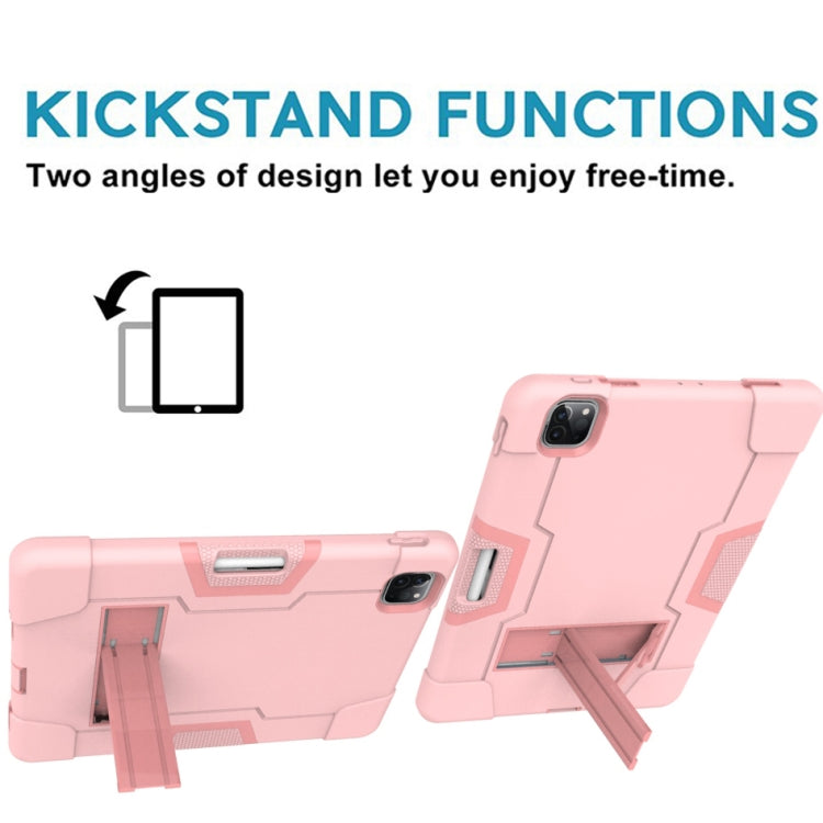 Contrast Color Robot Shockproof Silicone + PC Protective Case with Holder & Pen Slot For iPad Pro 12.9 (2018) / (2020)(Rose Gold) - iPad Pro 12.9 (2018) Cases by PMC TechLife | Online Shopping South Africa | PMC TechLife