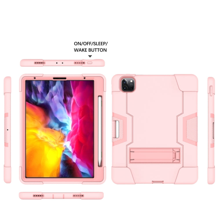 Contrast Color Robot Shockproof Silicone + PC Protective Case with Holder & Pen Slot For iPad Pro 12.9 (2018) / (2020)(Rose Gold) - iPad Pro 12.9 (2018) Cases by PMC TechLife | Online Shopping South Africa | PMC TechLife