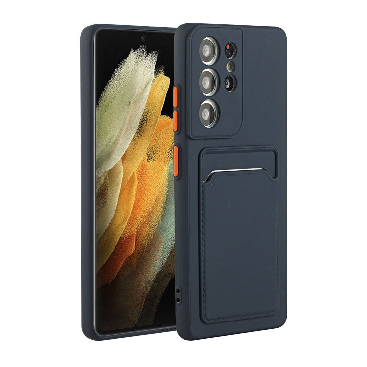 For Samsung Galaxy S21 Ultra 5G Card Slot Design Shockproof TPU Protective Case(Dark Blue) - Galaxy S21 Ultra 5G Cases by PMC TechLife | Online Shopping South Africa | PMC TechLife