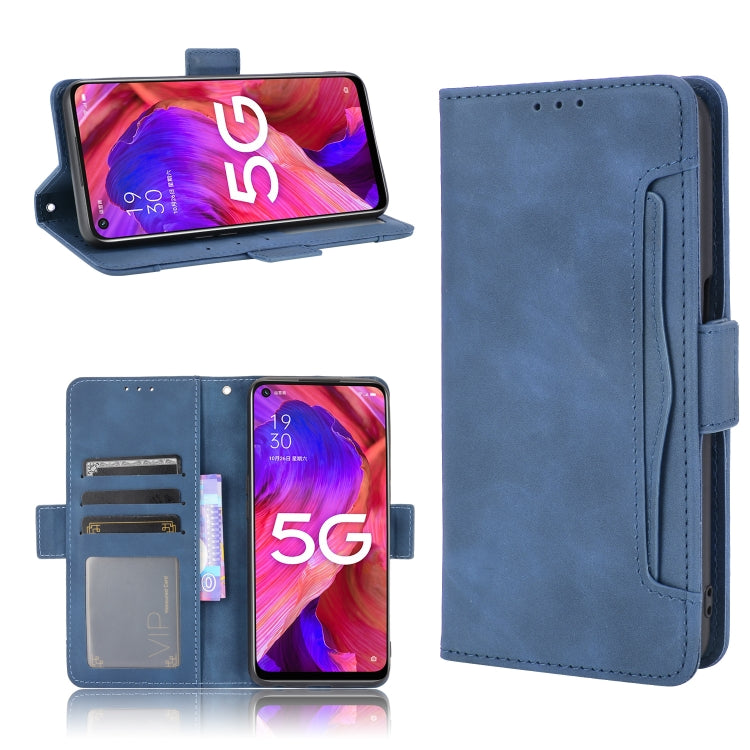 For OPPO A54 5G / A74 5G / A93 5G Skin Feel Calf Pattern Horizontal Flip Leather Case with Holder & Card Slots & Photo Frame(Blue) - OPPO Cases by PMC TechLife | Online Shopping South Africa | PMC TechLife | Buy Now Pay Later Mobicred