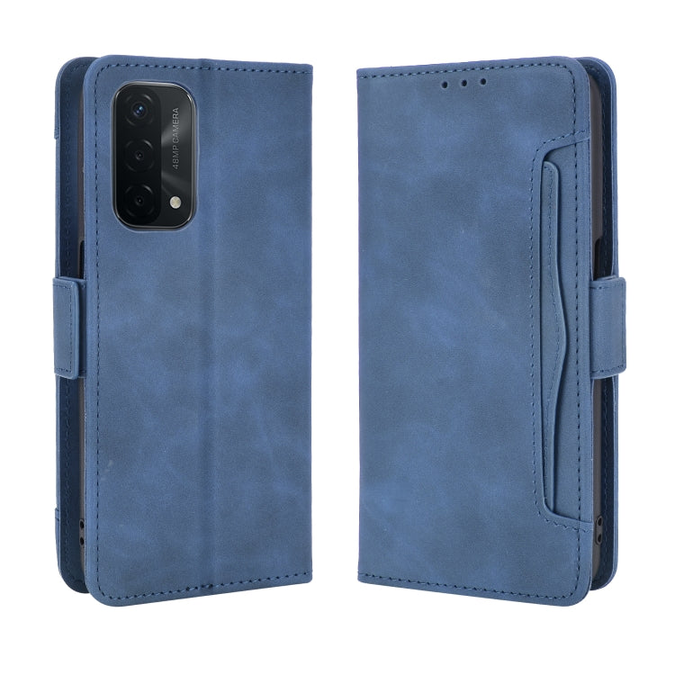 For OPPO A54 5G / A74 5G / A93 5G Skin Feel Calf Pattern Horizontal Flip Leather Case with Holder & Card Slots & Photo Frame(Blue) - OPPO Cases by PMC TechLife | Online Shopping South Africa | PMC TechLife | Buy Now Pay Later Mobicred