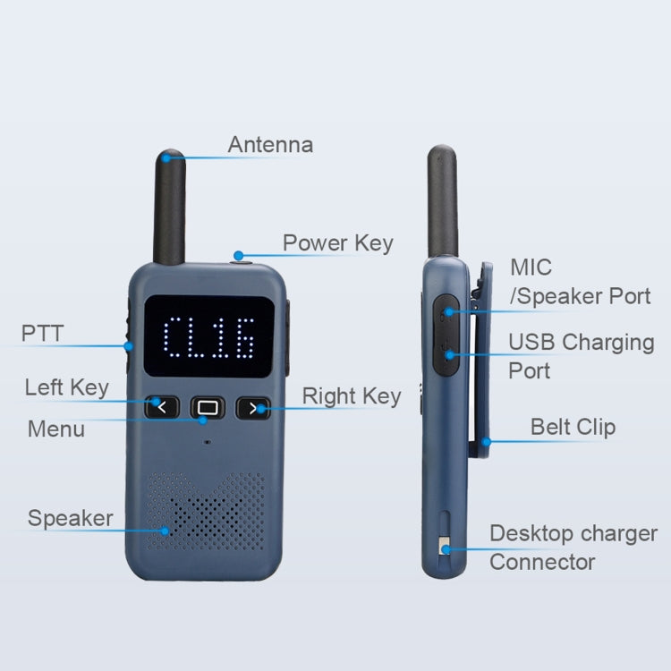 RETEVIS RB19 462.5500-467.7125MHz 22CHS FRS License-free Two Way Radio Handheld Walkie Talkie, US Plug(Navy Blue) - free shipping - PMC Jewellery - Order now!