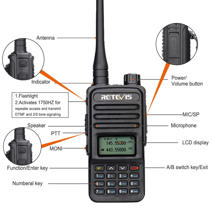 RETEVIS RT85 EU Frequency 136.000-174.000MHz+400.000-470.000MHz 200CHS Dual Band Digital Two Way Radio Handheld Walkie Talkie(Black) - free shipping - PMC Jewellery - Order now!