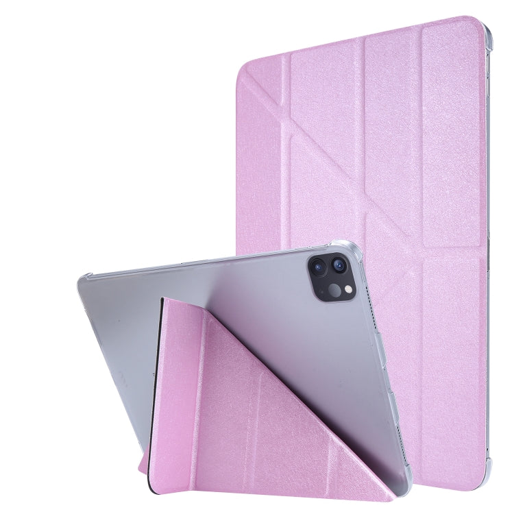 For iPad Air 13 2025 / 2024 / iPad Pro 12.9 2022 / 2021 Silk Texture Horizontal Deformation Flip Leather Tablet Case with Holder(Pink) - iPad Pro 12.9 (2022/2021) Cases by PMC TechLife | Online Shopping South Africa | PMC TechLife | Buy Now Pay Later Mobicred
