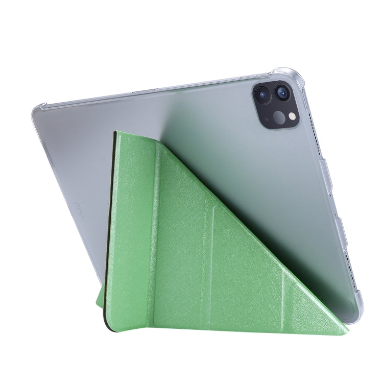For iPad Air 13 2025 / 2024 / iPad Pro 12.9 2022 / 2021 Silk Texture Horizontal Deformation Flip Leather Tablet Case with Holder(Green) - iPad Pro 12.9 (2022/2021) Cases by PMC TechLife | Online Shopping South Africa | PMC TechLife | Buy Now Pay Later Mobicred