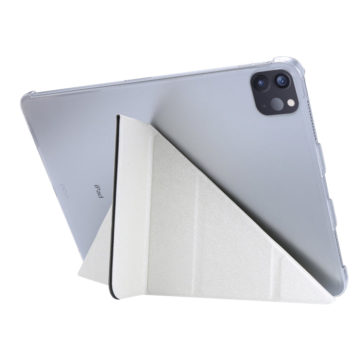 For iPad Air 13 2024 / iPad Pro 12.9 2022 / 2021 Silk Texture Horizontal Deformation Flip Leather Tablet Case with Holder(White) - iPad Pro 12.9 (2022/2021) Cases by PMC TechLife | Online Shopping South Africa | PMC TechLife | Buy Now Pay Later Mobicred