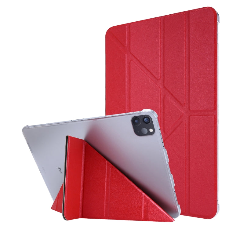For iPad Air 13 2025 / 2024 / iPad Pro 12.9 2022 / 2021 Silk Texture Horizontal Deformation Flip Leather Tablet Case with Holder(Rose Red) - iPad Pro 12.9 (2022/2021) Cases by PMC TechLife | Online Shopping South Africa | PMC TechLife | Buy Now Pay Later Mobicred