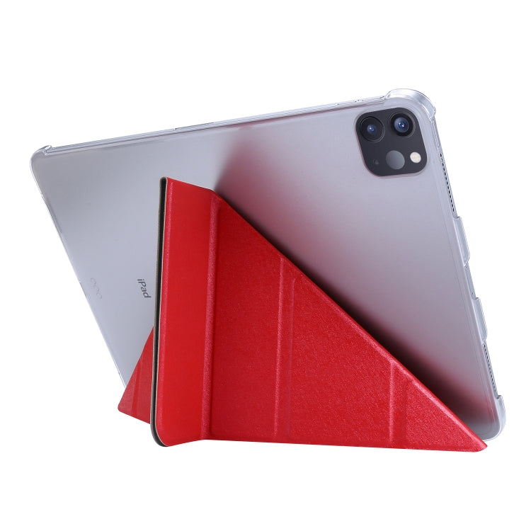 For iPad Air 13 2025 / 2024 / iPad Pro 12.9 2022 / 2021 Silk Texture Horizontal Deformation Flip Leather Tablet Case with Holder(Rose Red) - iPad Pro 12.9 (2022/2021) Cases by PMC TechLife | Online Shopping South Africa | PMC TechLife | Buy Now Pay Later Mobicred