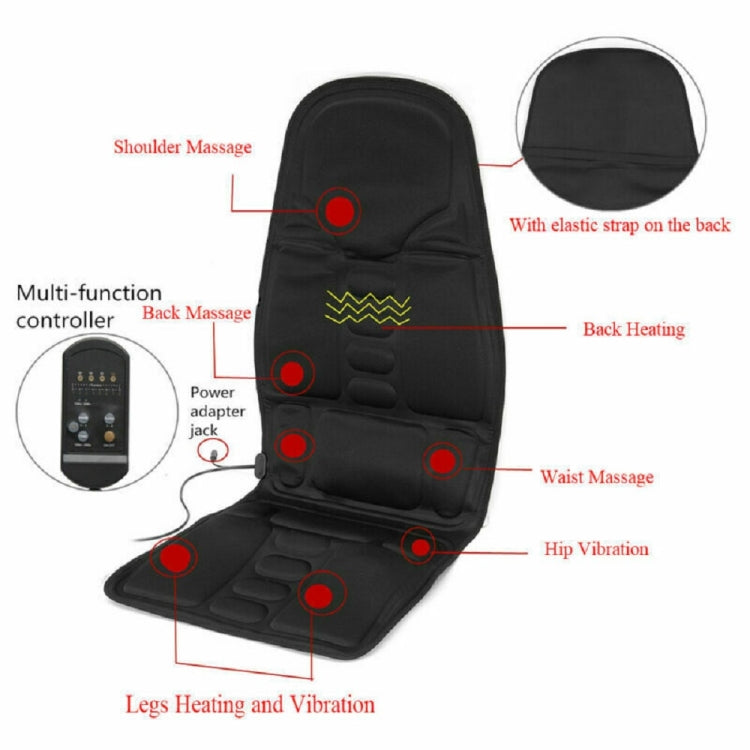 5 Massage Heads 8 Modes Car / Household Multifunctional Whole Body Cervical Massage Seat Cushion, Plug Type:EU Plug(Black) - Seat Accessories by PMC TechLife | Online Shopping South Africa | PMC TechLife | Buy Now Pay Later Mobicred
