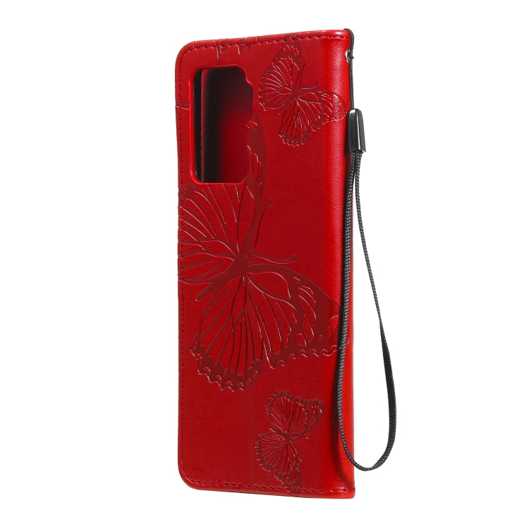 For OPPO A94 5G / F19 Pro / Reno 5F Pressed Printing Butterfly Pattern Horizontal Flip PU Leather Case with Holder & Card Slots & Wallet & Lanyard(Red) - OPPO Cases by PMC TechLife | Online Shopping South Africa | PMC TechLife | Buy Now Pay Later Mobicred