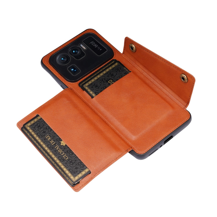 For Xiaomi Mi 11 Ultra Double Buckle PU + TPU Shockproof Magnetic Protective Case with Card Slot & Holder(Light Brown) - Xiaomi Cases by PMC TechLife | Online Shopping South Africa | PMC TechLife