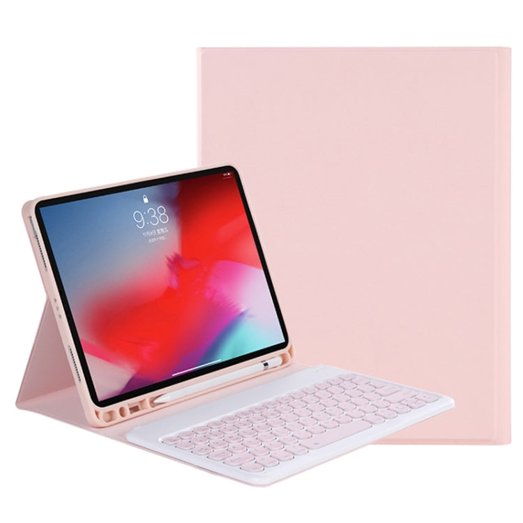 Y-C11B 2021 Detachable Candy Color Skin Texture Round Keycap Bluetooth Keyboard Leather Tablet Case with Pen Slot & Stand For iPad Pro 11 2021 / Air4 / Air5 / Pro 11(Pink) - For iPad Pro by PMC TechLife | Online Shopping South Africa | PMC TechLife | Buy Now Pay Later Mobicred