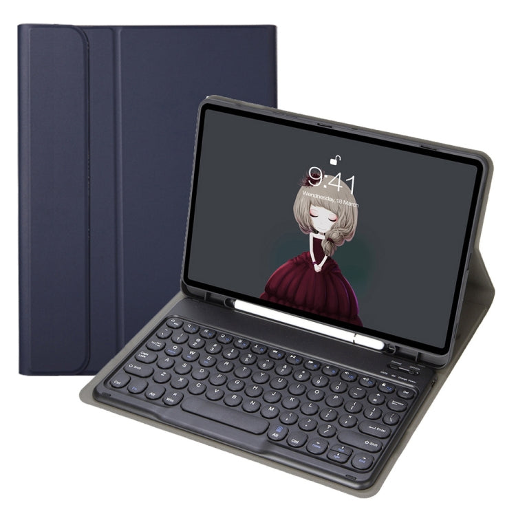 YA11B 2021 Detachable Lambskin Texture Round Keycap Bluetooth Keyboard Leather Tablet Case with Pen Slot & Stand For iPad Pro 11 (2021)(Dark Blue) - For iPad Pro by PMC TechLife | Online Shopping South Africa | PMC TechLife