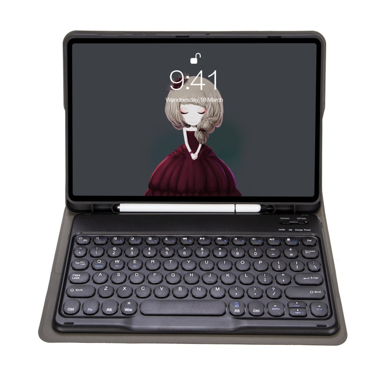 YA11B 2021 Detachable Lambskin Texture Round Keycap Bluetooth Keyboard Leather Tablet Case with Pen Slot & Stand For iPad Pro 11 (2021)(Dark Blue) - For iPad Pro by PMC TechLife | Online Shopping South Africa | PMC TechLife