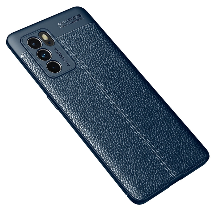 For OPPO Reno6 Pro 5G Litchi Texture TPU Shockproof Case(Blue) - OPPO Cases by PMC TechLife | Online Shopping South Africa | PMC TechLife