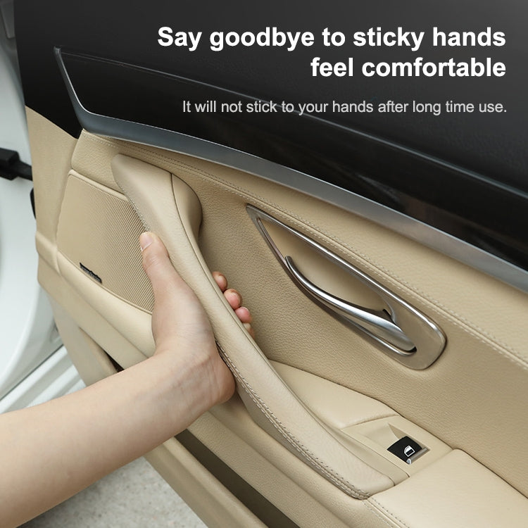 Car Leather Right Side Inner Door Handle Assembly 51417225854 for BMW 5 Series F10 / F18 2011-2017(Creamy-white) - Door Handles by PMC TechLife | Online Shopping South Africa | PMC TechLife | Buy Now Pay Later Mobicred