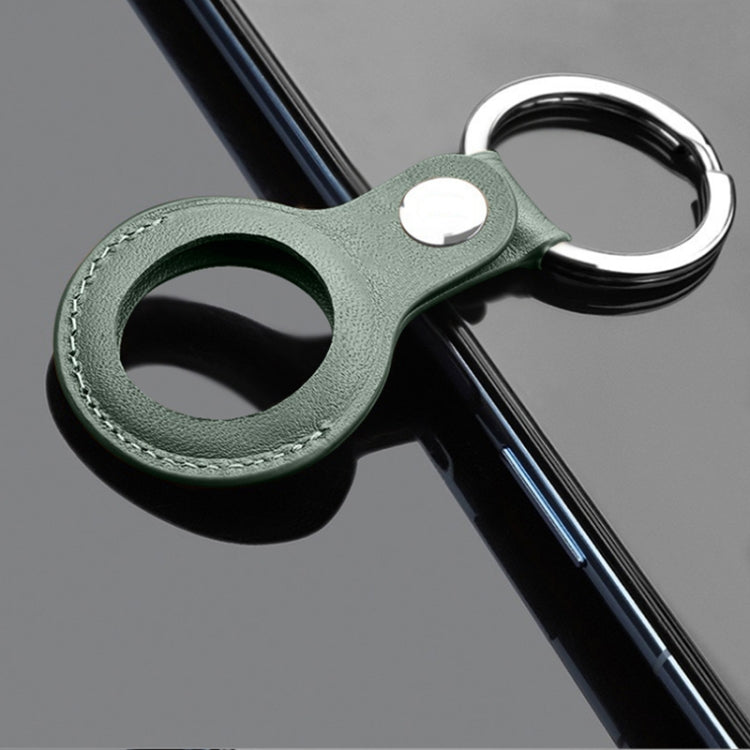 Mutural PU Leather Protective Case with Key Ring for AirTag(Dark Green) - Other by Mutural | Online Shopping South Africa | PMc TechLife | Buy Now Pay Later Mobicred