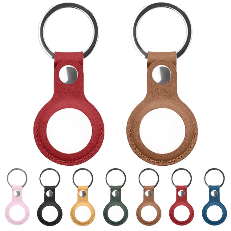 Mutural PU Leather Protective Case with Key Ring for AirTag(Yellow) -  by Mutural | Online Shopping South Africa | PMc TechLife | Buy Now Pay Later Mobicred