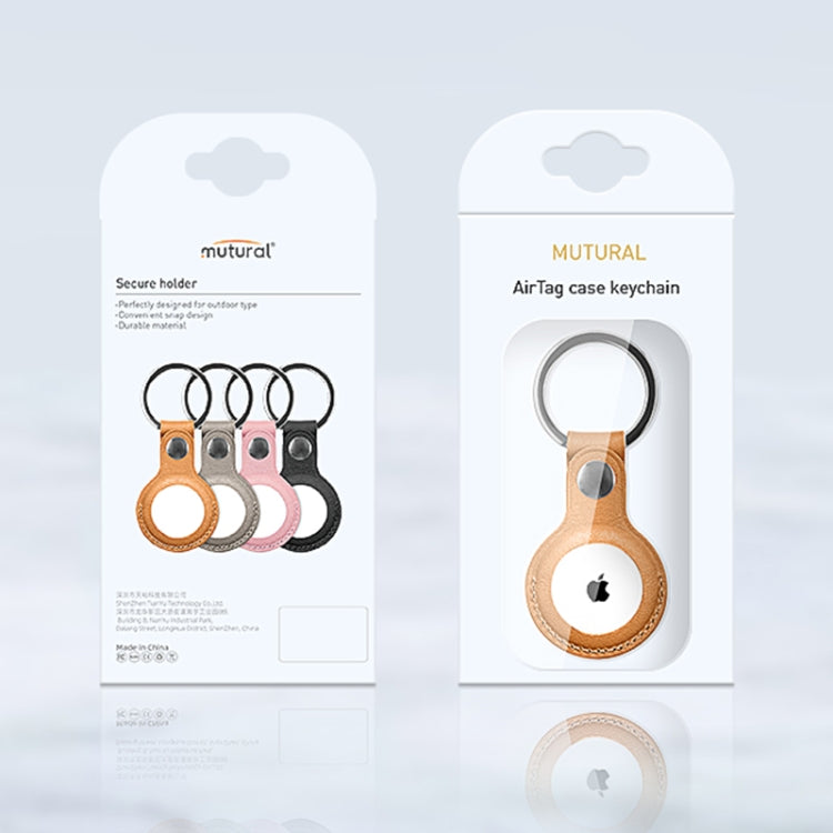 Mutural PU Leather Protective Case with Key Ring for AirTag(Dark Blue) - Other by Mutural | Online Shopping South Africa | PMc TechLife | Buy Now Pay Later Mobicred