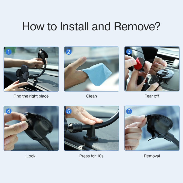 JOYROOM JR-ZS259 360 Degree Rotation Mechanical Car Holder, Style: Long Arm Sucker(Black) - Car Holders by JOYROOM | Online Shopping South Africa | PMC TechLife | Buy Now Pay Later Mobicred