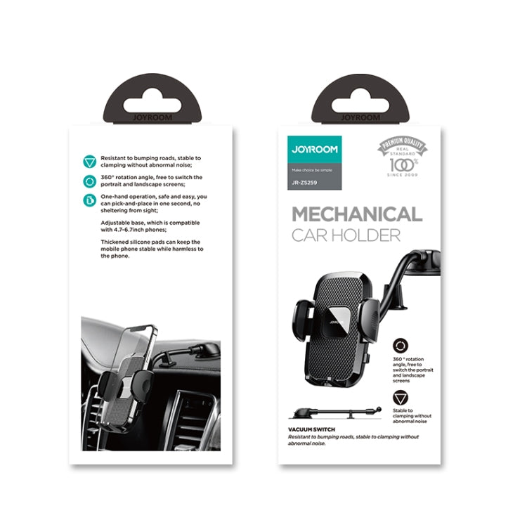 JOYROOM JR-ZS259 360 Degree Rotation Mechanical Car Holder, Style: Long Arm Sucker(Black) - Car Holders by JOYROOM | Online Shopping South Africa | PMC TechLife | Buy Now Pay Later Mobicred