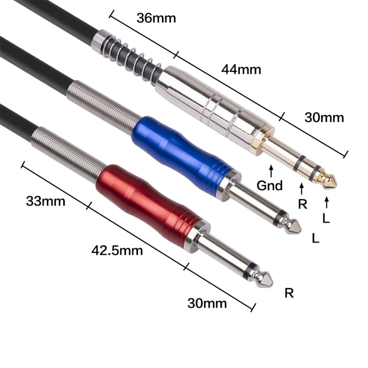 BLS0201-18 Stereo 6.35mm Male to Dual Mono 6.35mm Audio Cable, Length:1.8m - Microphone Audio Cable & Connector by PMC TechLife | Online Shopping South Africa | PMC TechLife | Buy Now Pay Later Mobicred