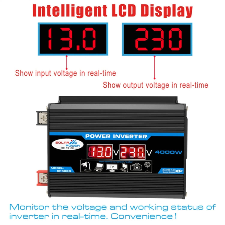 Tang II Generation 12V to 110V 4000W Modified Square Wave Car Power Inverter(Black) - free shipping - PMC TechLife - Order now!