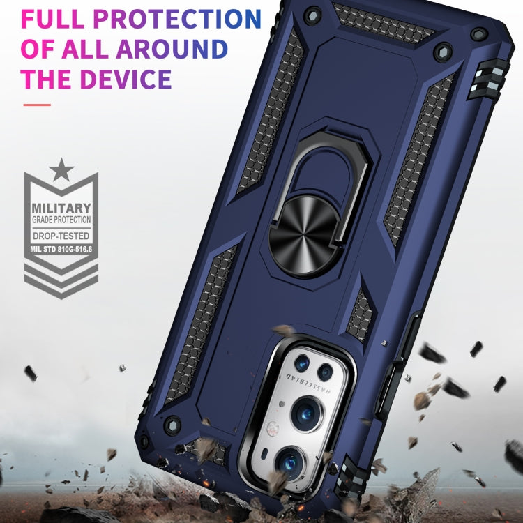 For OnePlus 9 Pro Shockproof TPU + PC Protective Case with 360 Degree Rotating Holder(Blue) - OnePlus Cases by PMC TechLife | Online Shopping South Africa | PMC TechLife
